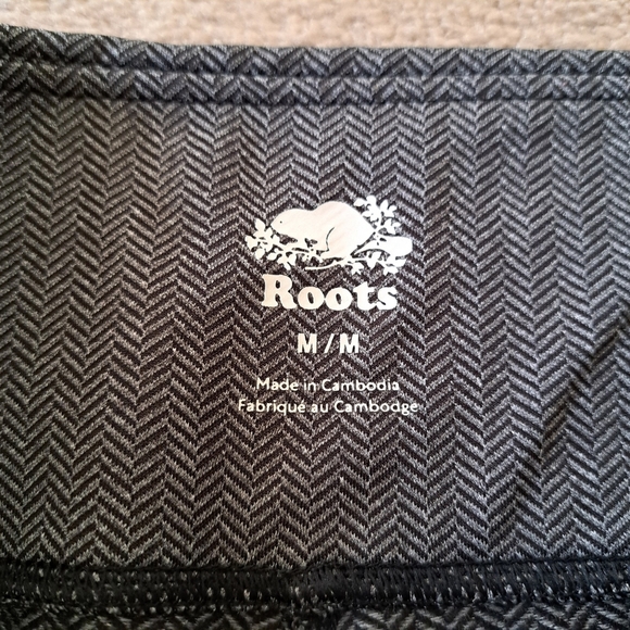 Roots Herringbone Leggings Womens Medium Black Grey Stretch Pants - Picture 4 of 8